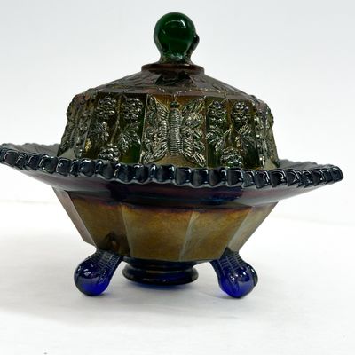 Sale Photo Thumbnail #520: FENTON CARNIVAL GLASS BUTTER DISH, CIRCA 1915