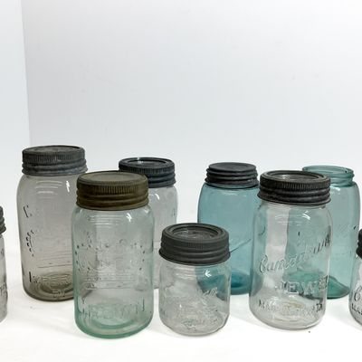 Sale Photo Thumbnail #557: NINE BALL AND CANADIAN GLASS JARS, C. 1920