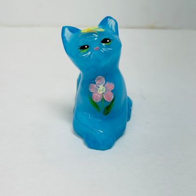 Sale Photo Thumbnail #199: FENTON BLUE GLASS CAT FIGURINE