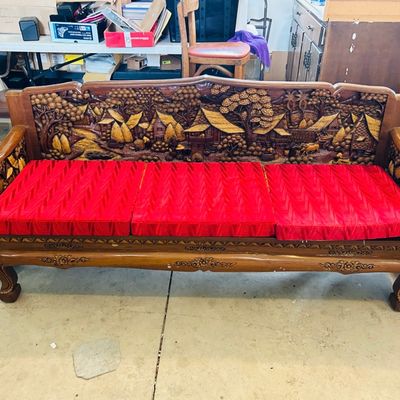 Sale Photo Thumbnail #512: THREE-PIECE CARVED TEAK SEATING SUITE