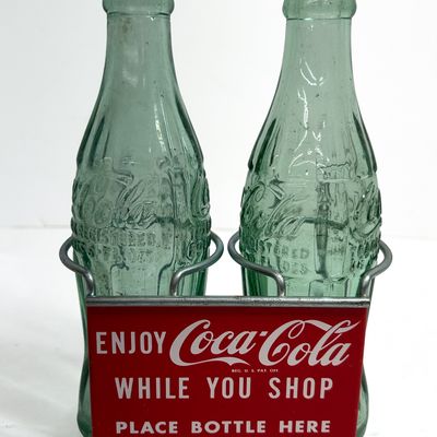 Sale Photo Thumbnail #282: COCA-COLA STEEL SHOPPING CART HOLDER, 1950S