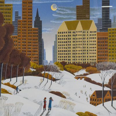 Sale Photo Thumbnail #267: Thomas McKnight Lithograph Central Park Winter Scene