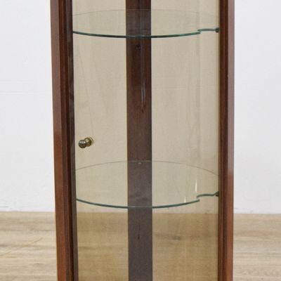 Sale Photo Thumbnail #337: Circular Pedestal Display Cabinet with Smoked Glass and Burr Wood Top