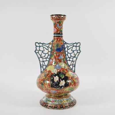 Sale Photo Thumbnail #72: Fischer Budapest Reticulated Earthenware Double Handled Vase