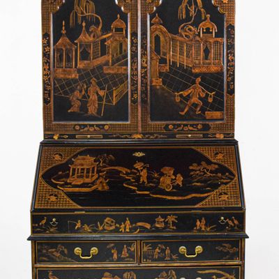 Sale Photo Thumbnail #347: Maitland-Smith Two-Piece Chinoiserie Lacquered Secretary Desk