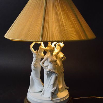 Sale Photo Thumbnail #145: Large Art Nouveau Style Bisque Porcelain Figural Table Lamp