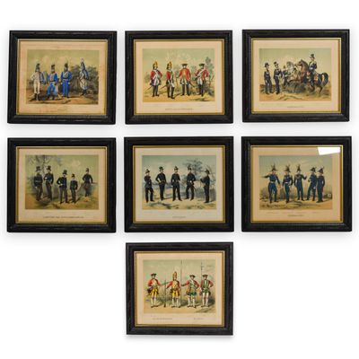 Sale Photo Thumbnail #172: Group of 7 German Military Uniform Hand-Colored Lithographs