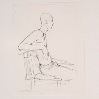 Sale Photo Thumbnail #90: Sydney McGinley Drawing Seated "Will"