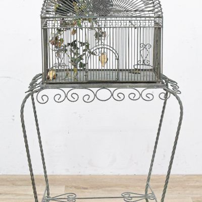 Sale Photo Thumbnail #363: Victorian Style Wrought Iron Birdcage on Stand