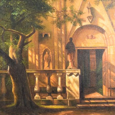 Sale Photo Thumbnail #21: After Albert Bierstadt Oil on Canvas Sunlight and Shadow