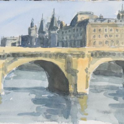 Sale Photo Thumbnail #100: Richard Segelman Watercolor Bridge