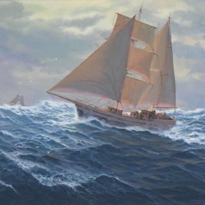 Sale Photo Thumbnail #187: Gabriel Escalante Oil on Canvas Fishing School Vessel Henryk Rutkowski