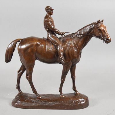 Sale Photo Thumbnail #228: Paul Comolera Bronze Sculpture of a Jockey on Horseback