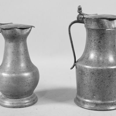 Sale Photo Thumbnail #210: Pair of Antique French Pewter Jugs