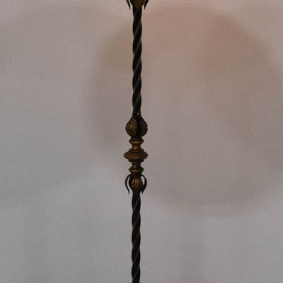Sale Photo Thumbnail #277: Slag Glass and Polychrome Metal Floor Lamp with Seahorse Finial