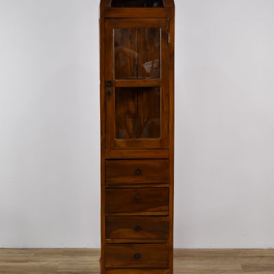 Sale Photo Thumbnail #335: Slim Arched Top Wooden Display Cabinet with Four Drawers