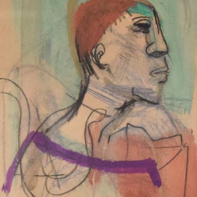 Sale Photo Thumbnail #89: Josef Presser Mixed Media on Paper Clown