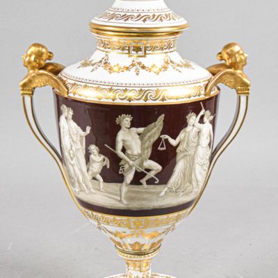 Sale Photo Thumbnail #59: Imperial Vienna Style Porcelain Neoclassical Covered Urn