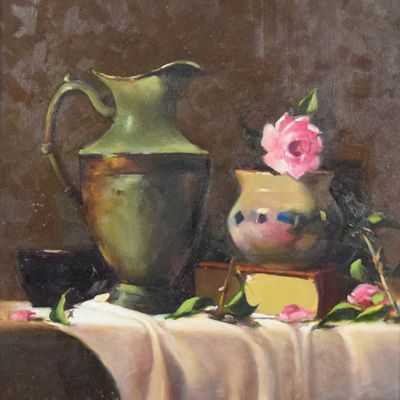 Sale Photo Thumbnail #15: Renato Aime Oil on Board Still Life