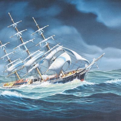 Sale Photo Thumbnail #188: John Richard Perry Oil on Canvas Ship Torrens