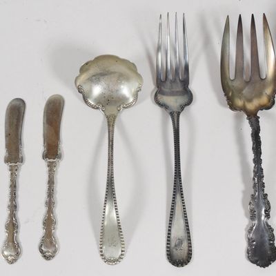 Sale Photo Thumbnail #217: 9 Piece Set of Sterling Silver Serving Utensils and Flatware including Frontenac Pattern