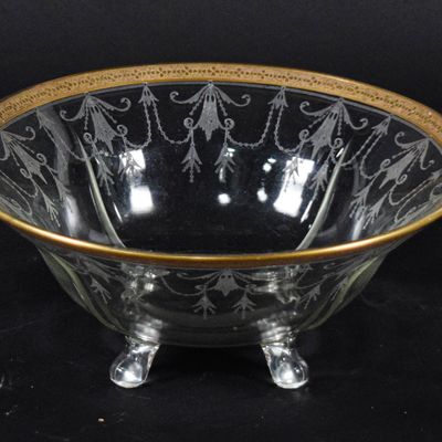 Sale Photo Thumbnail #53: 3 Piece American Elegant Glass Console Set with Gold-Encrusted Rims
