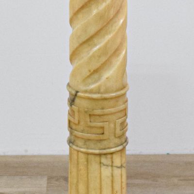 Sale Photo Thumbnail #129: Carved Alabaster Pedestal Column with Solomonic and Fluted Shaft