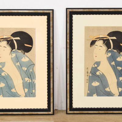Sale Photo Thumbnail #323: Pair of Japanese Woodblock Prints After Kitagawa Utamaro