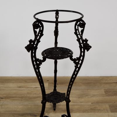 Sale Photo Thumbnail #362: Victorian Style Three-Tier Cast Iron Plant Stand with Lion Head Motifs