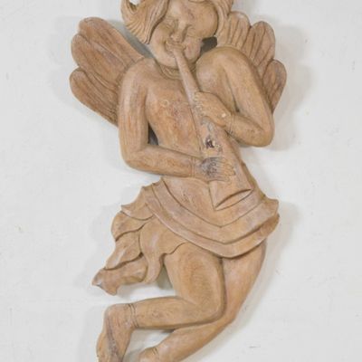 Sale Photo Thumbnail #161: Hand-Carved Wood Wall Sculpture of a Cherub