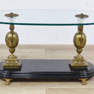 Sale Photo Thumbnail #127: Large Classical Revival Style Bronze and Glass Oval Coffee Table