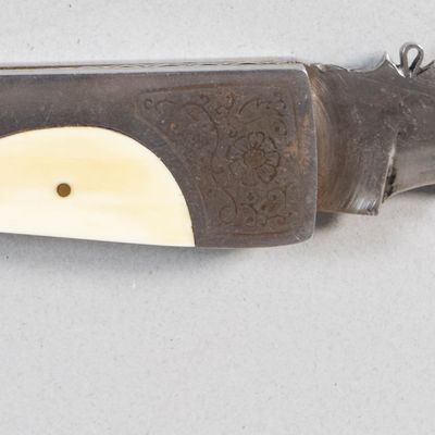 Sale Photo Thumbnail #204: Navaja Style Pierced Blade Folding Clasp Knife With Bone Scales