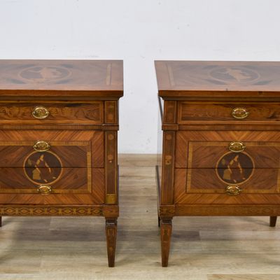 Sale Photo Thumbnail #110: A Pair of Mastro Cappellini Louis XVI Style Marquetry Bedside Chests