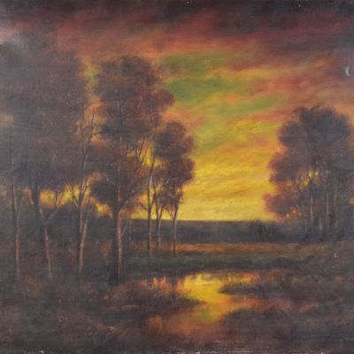Sale Photo Thumbnail #13: S. Pritchard Acrylic on Canvas Tonalist Landscape