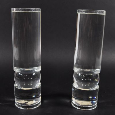 Sale Photo Thumbnail #50: A Pair of Large Modern Polished Acrylic Candle Holders
