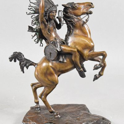 Sale Photo Thumbnail #227: Carl Kauba Bronze Sculpture of a Native American Warrior