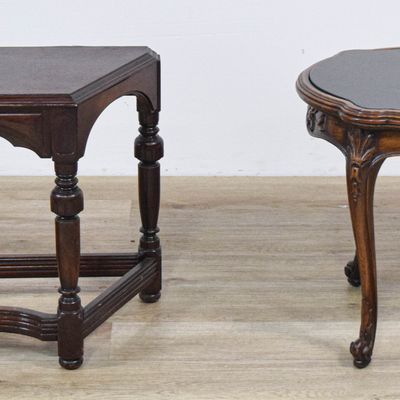 Sale Photo Thumbnail #358: 2 Decorative Tables Incl a Gothic Revival Oak Console and a Rococo Revival Carved Occasional Table