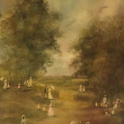 Sale Photo Thumbnail #30: A. Montesinos Oil on Board Park Scene with Figures