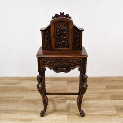 Sale Photo Thumbnail #354: Renaissance Revival Style Carved Hardwood Telephone Cabinet Desk