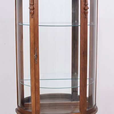 Sale Photo Thumbnail #338: Canadian Oak Curved Glass Display Cabinet with Claw Feet