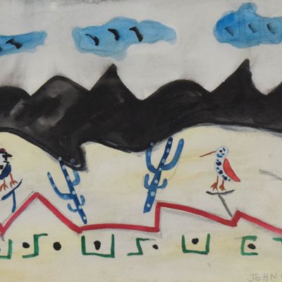 Sale Photo Thumbnail #84: John G. Ernst Watercolor Southwestern Landscape