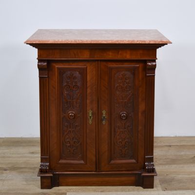 Sale Photo Thumbnail #353: Renaissance Revival Walnut Buffet Cabinet with Marble Top