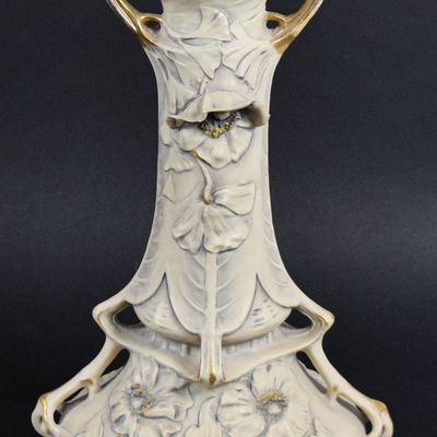 Sale Photo Thumbnail #71: Royal Dux Bohemia Art Nouveau Porcelain Poppy Vase