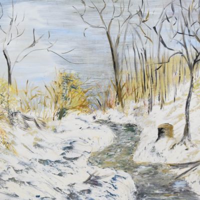 Sale Photo Thumbnail #9: Yezzi Oil on Board Winter Landscape