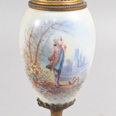 Sale Photo Thumbnail #135: Sevres Style Champleve Enamel and Painted Porcelain Cabinet Vase with Cover