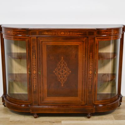 Sale Photo Thumbnail #349: Victorian Burr Walnut and Marquetry Inlaid Credenza