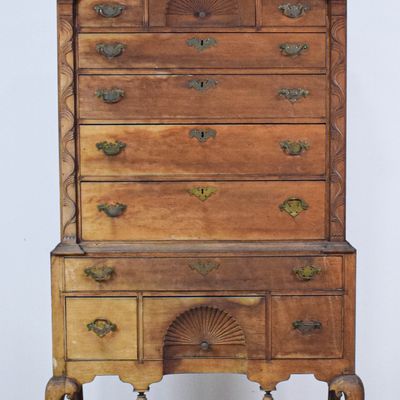 Sale Photo Thumbnail #346: Queen Anne Cherry Bonnet Top Highboy