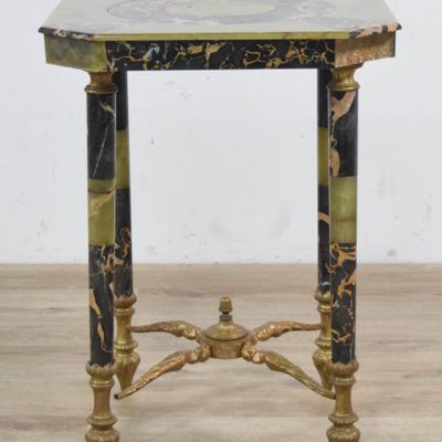 Sale Photo Thumbnail #128: Late 19th Century French Neoclassical Green Onyx and Portoro Marble Side Table