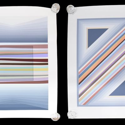 Sale Photo Thumbnail #261: Pair of Sonny Zoback Signed Geometric Abstract Serigraphs