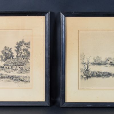 Sale Photo Thumbnail #177: E. Pearle Pair of Etchings Spring and Early Summer